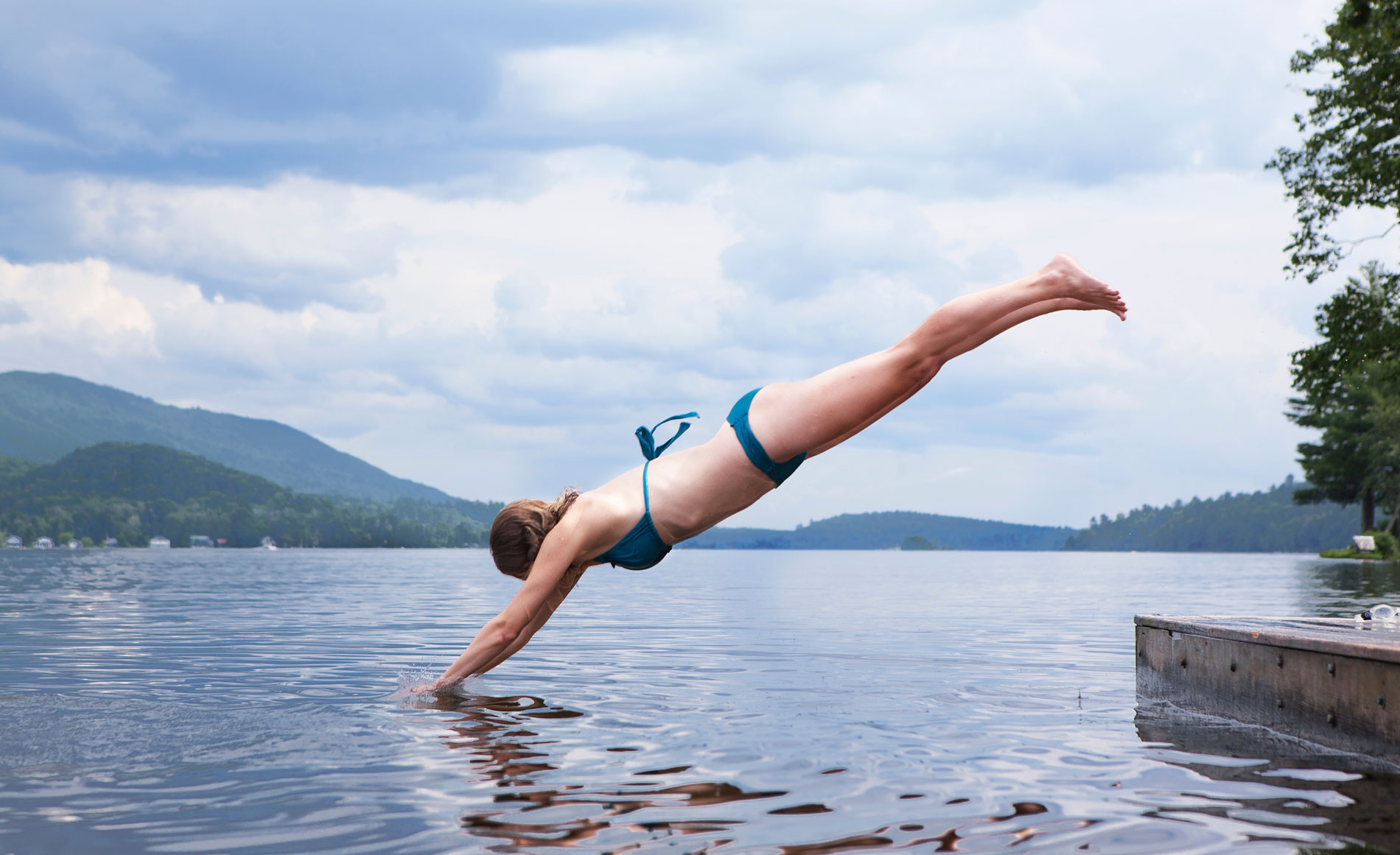 women dives in outdoor environment